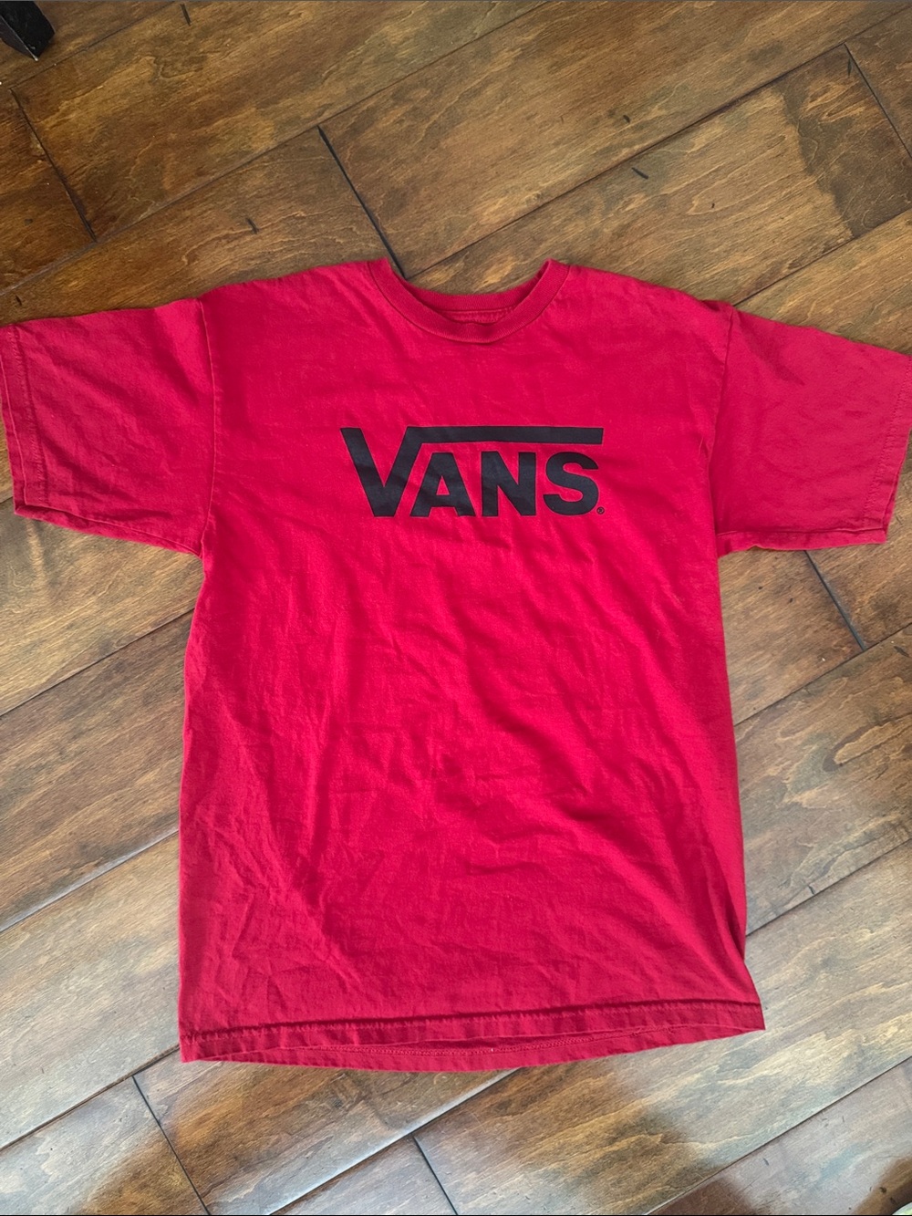Vans Red Tee with Black Logo Mens M
